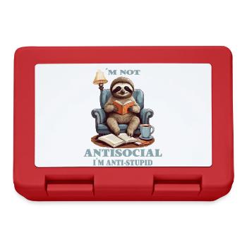 Clever sloth with book - Lunchbox - red - Front