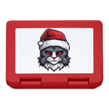Cat Head Christmas Portrait - Lunchbox - red - Front