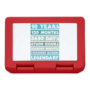 10 Years - Anniversary, Company, Birthday, Wedding - Lunchbox - red - Front