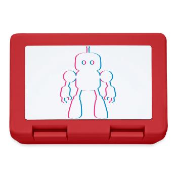 Roboter 3D-Effekt – Zukunft trifft KI Design - Brotdose - Rot - Vorne
