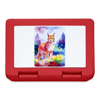 Luchs im Bergwald (Aquarell) - Brotdose - Rot - Vorne