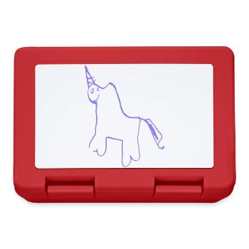 Minimalistisches Einhorn-Lineart - Brotdose - Rot - Vorne