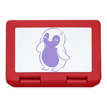 Cute Minimalist Penguin Silhouette Girl - Lunchbox - red - Front