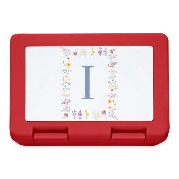 Florale Initial "I" Blumenmonogramm - Brotdose - Rot - Vorne