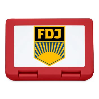 FDJ - Freie Deutsche Jugend (eckig, dreifarbig) - Brotdose - Rot - Vorne