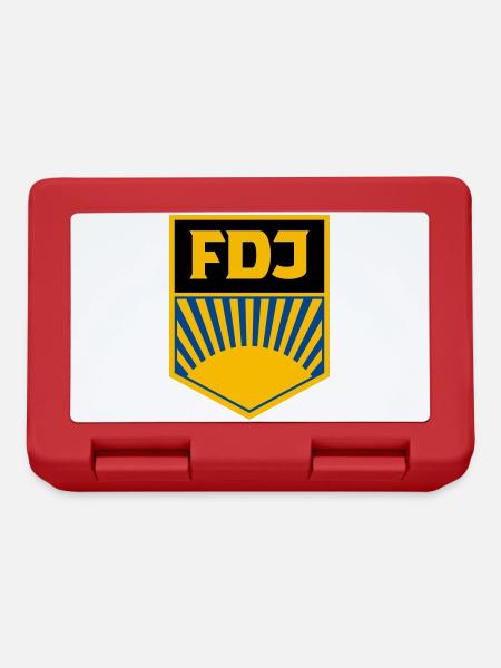 FDJ - Freie Deutsche Jugend (eckig, dreifarbig) - Brotdose - Rot