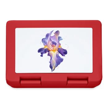 Leuchtende Iris Blüte Abstraktes Blumen Motiv   - Brotdose - Rot - Vorne