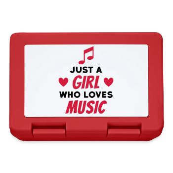 Just a girl who loves music (note, hearts) - Lunchbox - red - Front