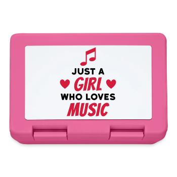 Just a girl who loves music (note, hearts) - Lunchbox - pink - Front