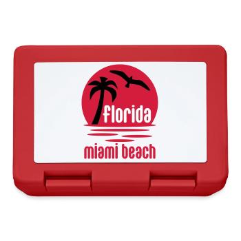 Florida, Miami beach (sun, palm tree, bird) - Lunchbox - red - Front