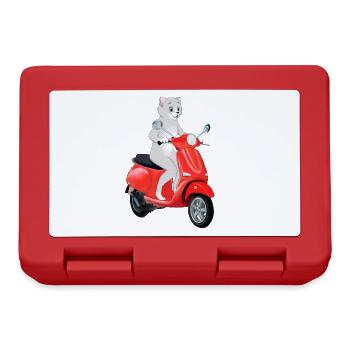 Scooter cat - Cat riding a red scooter - Lunchbox - red - Front