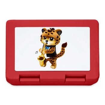 Leopard mit Saxophon - Brotdose - Rot - Vorne