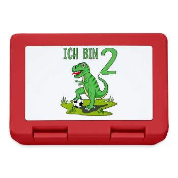 Dinosaurier Rex Fußball 2 Geburtstag - Brotdose - Rot - Vorne