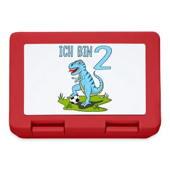 Dinosaure Rex Football 2 Anniversaire Bleu - Boîte à goûter - rouge - Devant