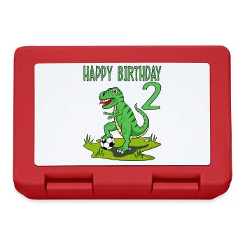 Dinosaur Rex Football 2 Happy Birthday Green - Lunchbox - red - Front