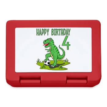 Dinosaure Rex Football 4 Joyeux Anniversaire Vert - Boîte à goûter - rouge - Devant