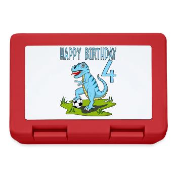 Dinosaure Rex Football 4 Joyeux Anniversaire Bleu - Boîte à goûter - rouge - Devant