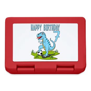 Dinosaure Rex Football 7 Joyeux Anniversaire Bleu - Boîte à goûter - rouge - Devant