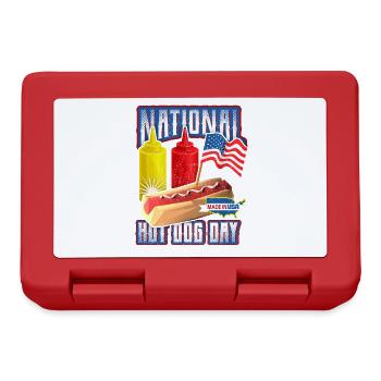 Hot Dog Saying, National Hot Dog Day - Lunchbox - red - Front