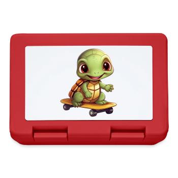 Skateboardende Schildkröte, Sportliches Tierdesign - Brotdose - Rot - Vorne