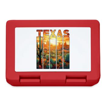 Texas Motif Touriste Ville Du Désert Coucher De Soleil - Boîte à goûter - rouge - Devant