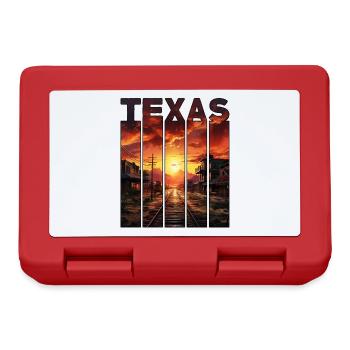 Texas Motif Old Western Town coucher de soleil - Boîte à goûter - rouge - Devant