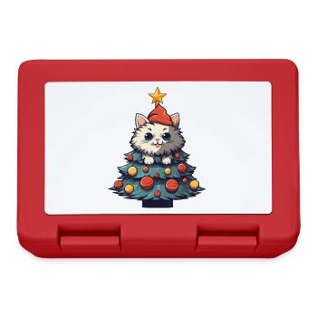 Christmas cat: play at the Christmas tree - Lunchbox - red - Front