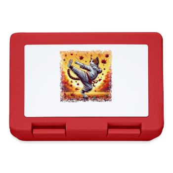 Karate Cat in Autumn Sunset Grunge - Lunchbox - red - Front