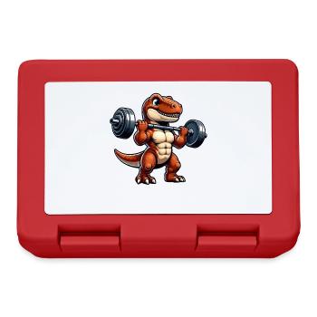 T-Rex Dumbbell Training Fitness Motif - Lunchbox - red - Front