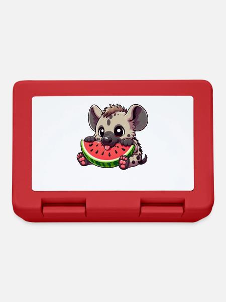 Une drôle de hyène mange des fruits d’été à la pastèque - Boîte à goûter - rouge