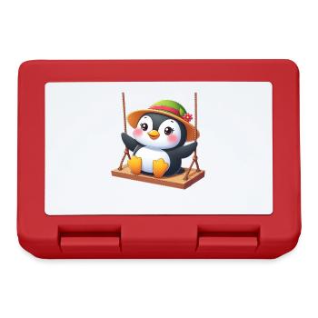 Penguin on Swing Playground Swings Fun - Lunchbox - red - Front