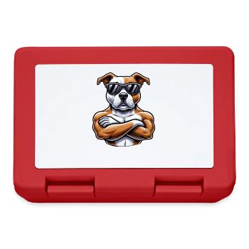 Cooler Hund Pitbull Sonnenbrille Cartoon Stil - Brotdose - Rot - Vorne