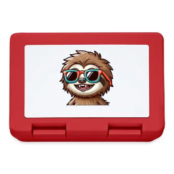 Sloth with sunglasses cool portrait face - Lunchbox - red - Front
