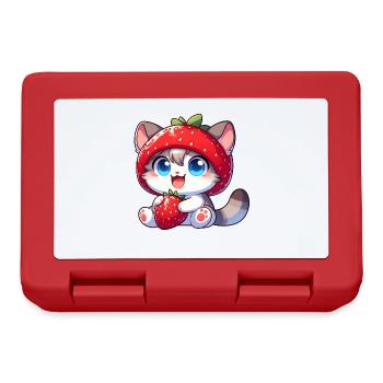 Chapeau de fruits de fraise de chat mignon fantaisiste - Boîte à goûter - rouge - Devant