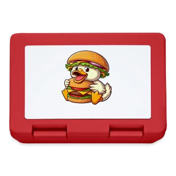 Fantaisiste canard cheeseburger chapeau fast-food dessin animé - Boîte à goûter - rouge - Devant