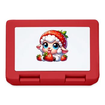 Cute Sheep Lamb Strawberry Fruit Hat Whimsical - Lunchbox - red - Front