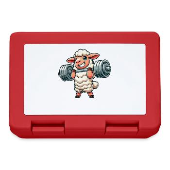 Cute Sheep Lamb Weightlifter Fitness Workout - Lunchbox - red - Front