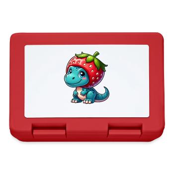 Sweet Dino T-Rex Strawberry Fruity Hat Whimsical - Lunchbox - red - Front