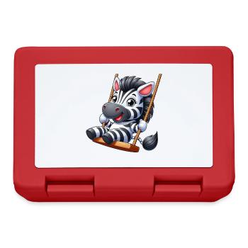 Süßes Zebra auf Schaukel Spielplatz Cartoon - Brotdose - Rot - Vorne