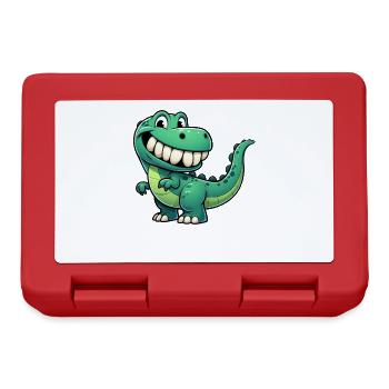 Cute T-Rex cartoon shy grinning - Lunchbox - red - Front