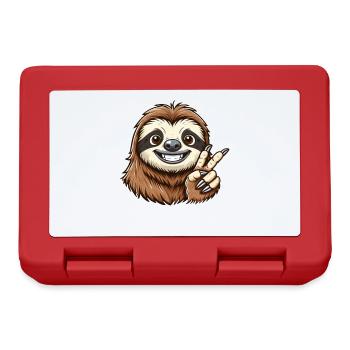 Cute Sloth Teeth Show Joy Cartoon Peace - Lunchbox - red - Front