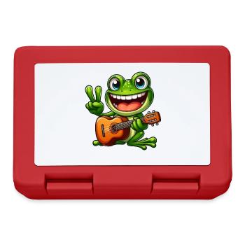 Frosch Gitarre Gitarrist Süß Comic Musiker Peace - Brotdose - Rot - Vorne