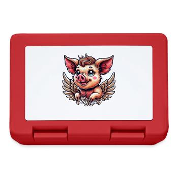 Pig Angel Wings Halo Ornaments - Lunchbox - red - Front