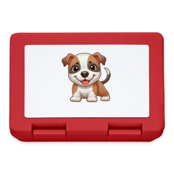 Cute Pitbull Dog Cartoon Comic Cute - Lunchbox - red - Front
