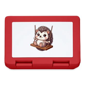 Süßer Igel schaukelt Spielplatz Cartoon Spiel - Brotdose - Rot - Vorne