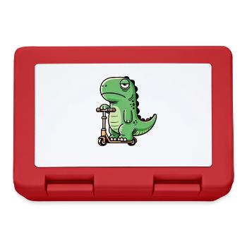 Funny dino T-rex on scooter for kids funny k - Lunchbox - red - Front