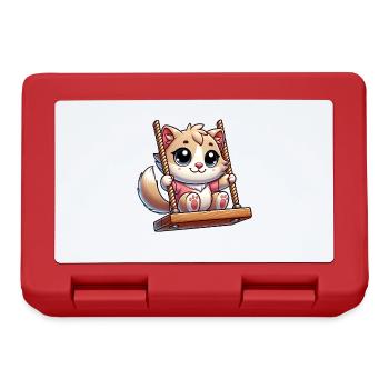 Cute Cat Rocking Cartoon Playground Fun - Lunchbox - red - Front