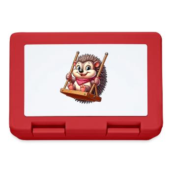Süßer Igel schaukeln Spielplatz Cartoon - Brotdose - Rot - Vorne
