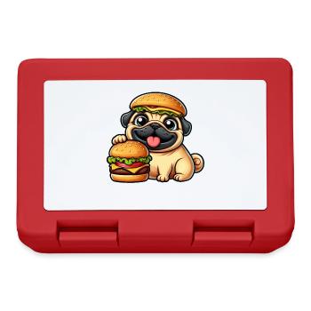 Carlin fantaisiste avec chapeau Cheeseburger Chien de restauration rapide - Boîte à goûter - rouge - Devant