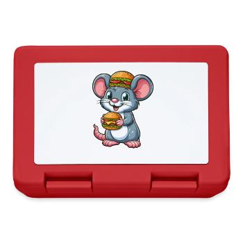 Funny Rat Hamburger Cheeseburger Fast Food - Lunchbox - red - Front